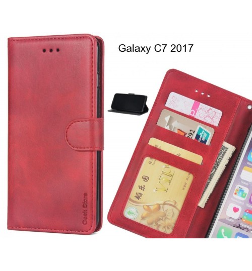 Galaxy C7 2017 Case Executive Leather Wallet Case - Red