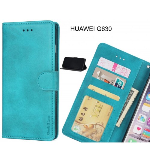 Huawei G630 Case Executive Leather Wallet Case - Green
