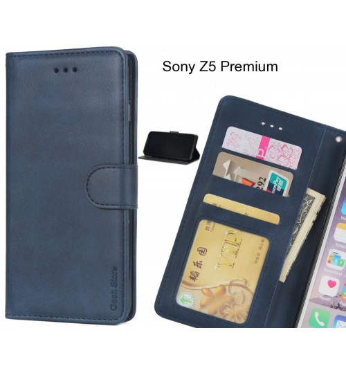 Sony Z5 Premium Case Executive Leather Wallet Case - Blue