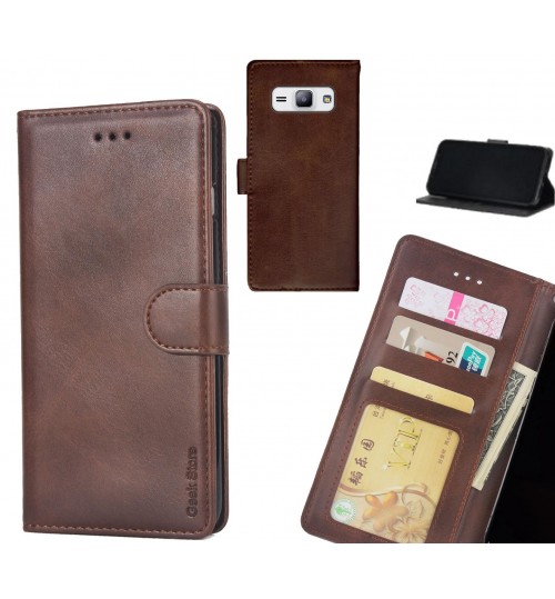 Galaxy J1 Ace Case Executive Leather Wallet Case - Brown