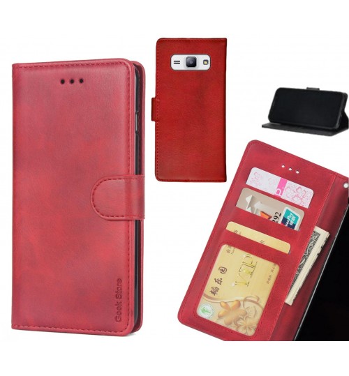 Galaxy J1 Ace Case Executive Leather Wallet Case - Red