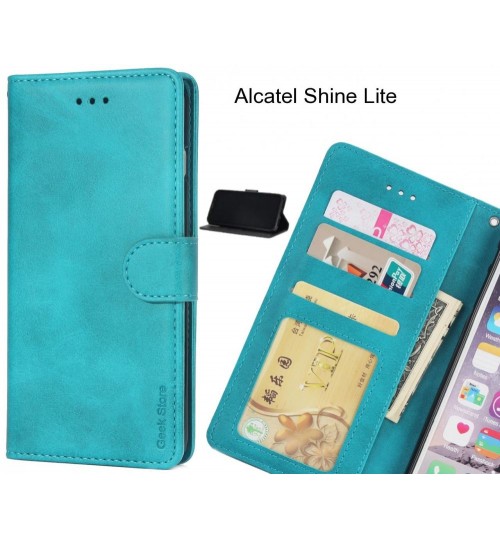 Alcatel Shine Lite Case Executive Leather Wallet Case - Green