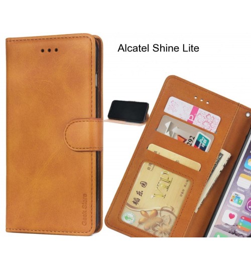 Alcatel Shine Lite Case Executive Leather Wallet Case - Light Brown
