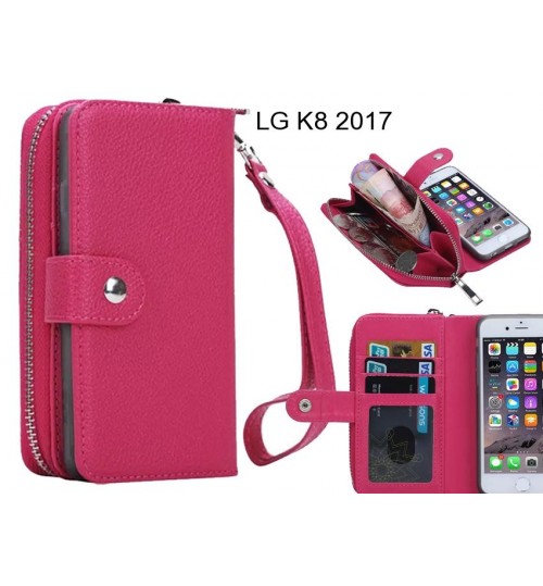 Lg K8 2017 Case Coin Wallet Case Full Wallet Leather Case - Hot Pink