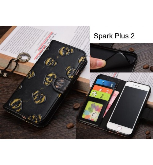 Spark Plus 2  case Leather Wallet Case Cover
