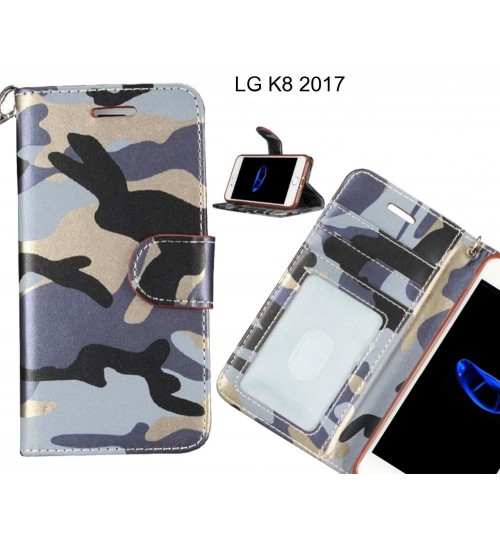 Lg K8 2017 Case Camouflage Leather Wallet Case Cover - Grey