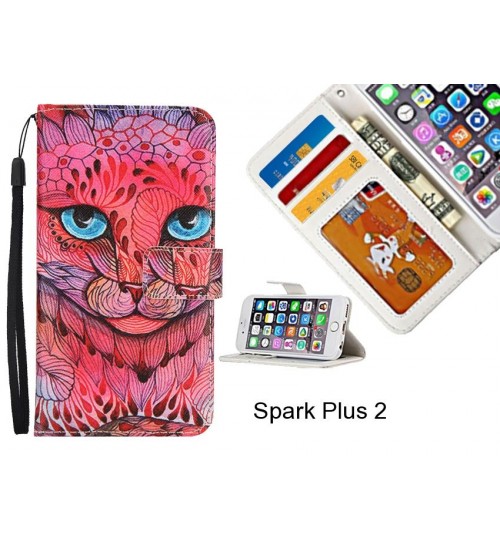 Spark Plus 2 case 3 card leather wallet case printed ID