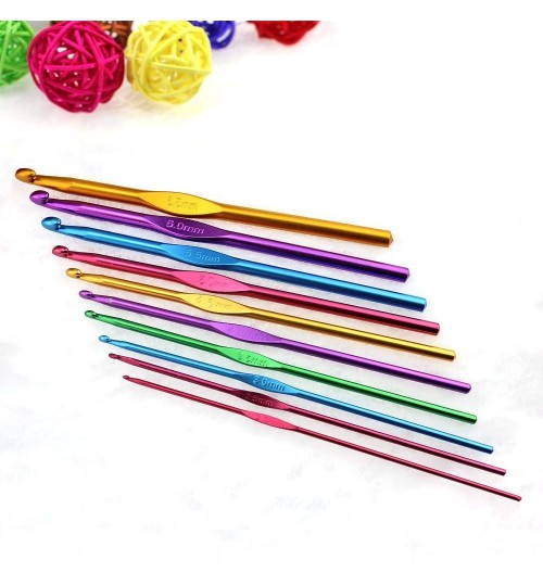 22Pcs Mixed Color Metal Crochet Hooks Set Knitting Needles with Storage  Pouch