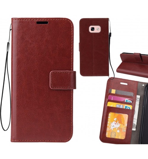 Galaxy A3 2017 Case Wallet Leather Magnetic Smart Flip Folio Case - Brown
