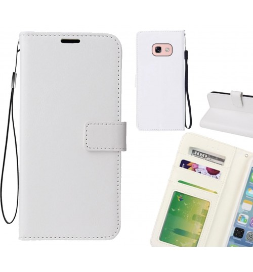Galaxy A3 2017 Case Wallet Leather Magnetic Smart Flip Folio Case - White