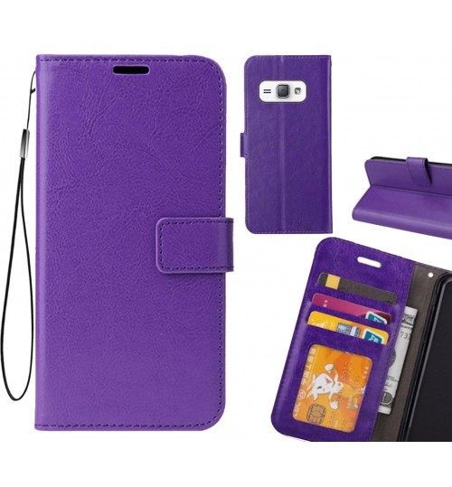Galaxy J1 2016 Case Wallet Leather Magnetic Smart Flip Folio Case - Purple
