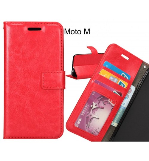 Moto M Case Wallet Leather Magnetic Smart Flip Folio Case - Red