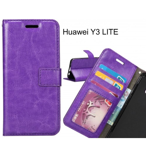 Huawei Y3 Lite Case Wallet Leather Magnetic Smart Flip Folio Case - Purple