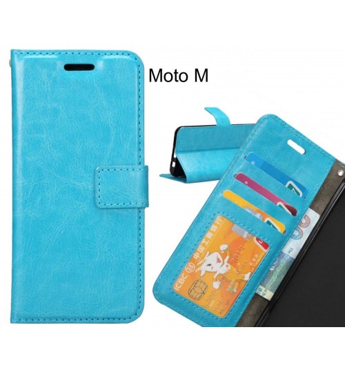Moto M Case Wallet Leather Magnetic Smart Flip Folio Case - Blue