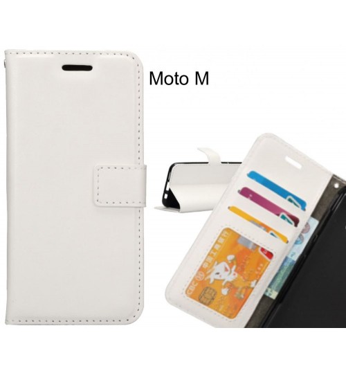 Moto M Case Wallet Leather Magnetic Smart Flip Folio Case - White
