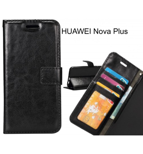Huawei Nova Plus Case Wallet Leather Magnetic Smart Flip Folio Case - Black