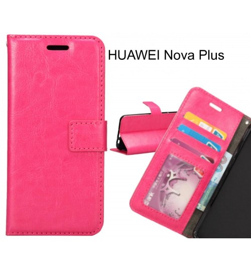 Huawei Nova Plus Case Wallet Leather Magnetic Smart Flip Folio Case - Hot Pink