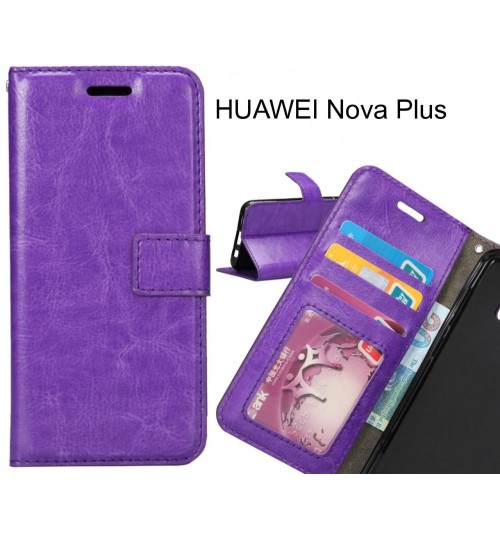Huawei Nova Plus Case Wallet Leather Magnetic Smart Flip Folio Case - Purple