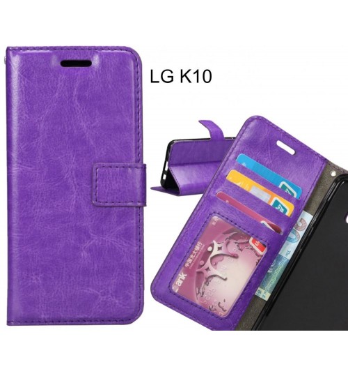 Lg K10 Case Wallet Leather Magnetic Smart Flip Folio Case - Purple