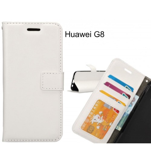 Huawei G8 Case Wallet Leather Magnetic Smart Flip Folio Case - White