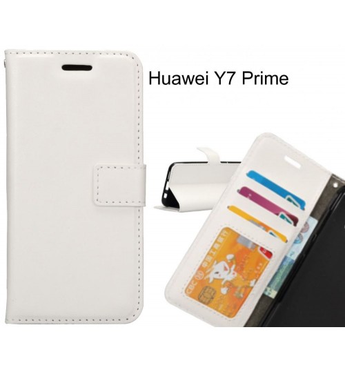 Huawei Y7 Prime Case Wallet Leather Magnetic Smart Flip Folio Case - White
