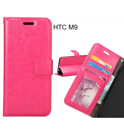 Htc M9 Case Wallet Leather Magnetic Smart Flip Folio Case - Hot Pink
