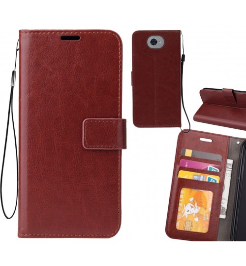 Huawei Y7 Case Wallet Leather Magnetic Smart Flip Folio Case - Brown