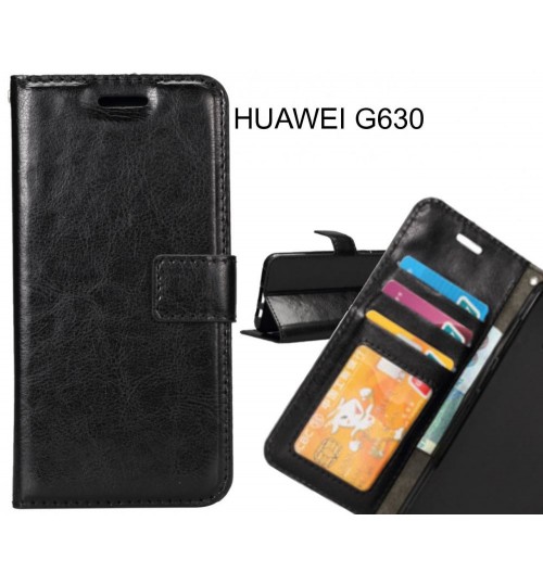 Huawei G630 Case Wallet Leather Magnetic Smart Flip Folio Case - Black