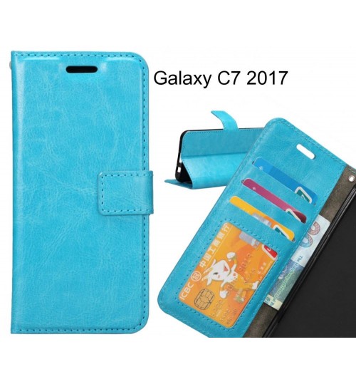 Galaxy C7 2017 Case Wallet Leather Magnetic Smart Flip Folio Case - Blue