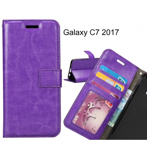 Galaxy C7 2017 Case Wallet Leather Magnetic Smart Flip Folio Case - Purple