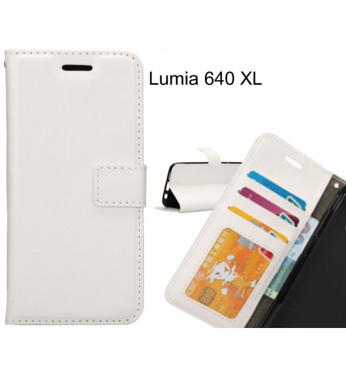 Lumia 640 Xl Case Wallet Leather Magnetic Smart Flip Folio Case - White