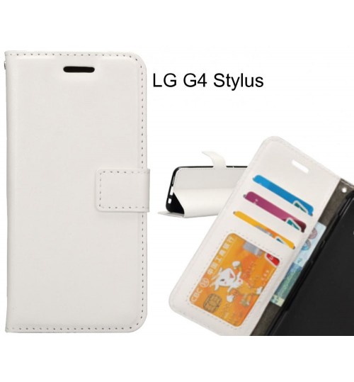Lg G4 Stylus Case Wallet Leather Magnetic Smart Flip Folio Case - White