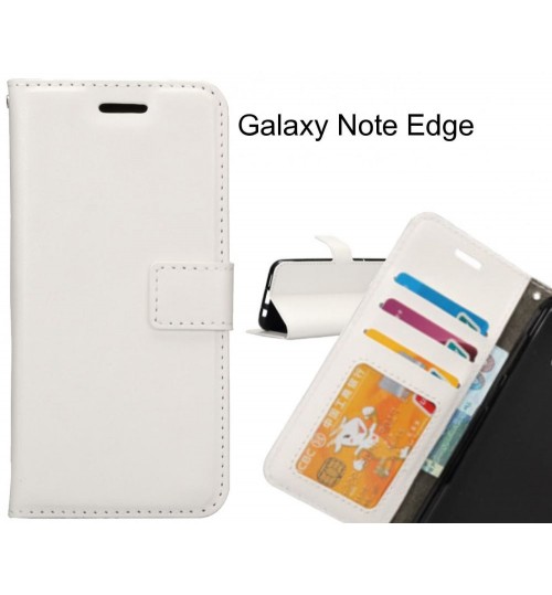 Galaxy Note Edge Case Wallet Leather Magnetic Smart Flip Folio Case - White