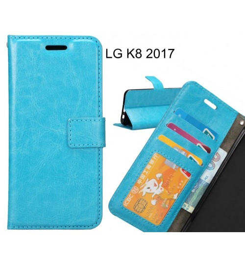 Lg K8 2017 Case Wallet Leather Magnetic Smart Flip Folio Case - Blue