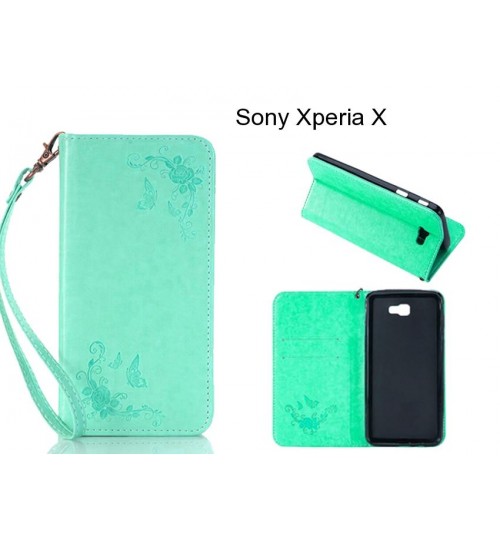 Sony Xperia X CASE Premium Leather Embossing wallet Folio case