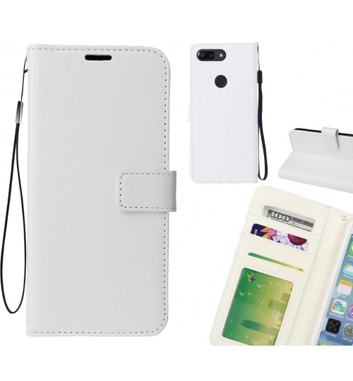 Oneplus 5t Case Fine Leather Wallet Case - White