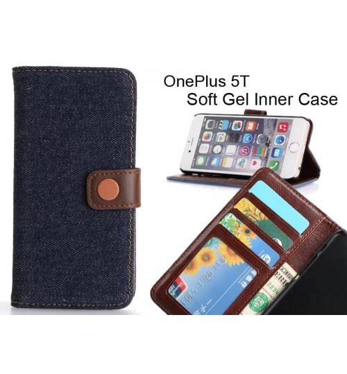 OnePlus 5T  case ultra slim retro jeans wallet case