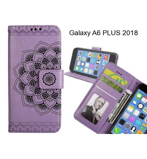Galaxy A6 PLUS 2018 Case mandala embossed leather wallet case 3 cards lanyard