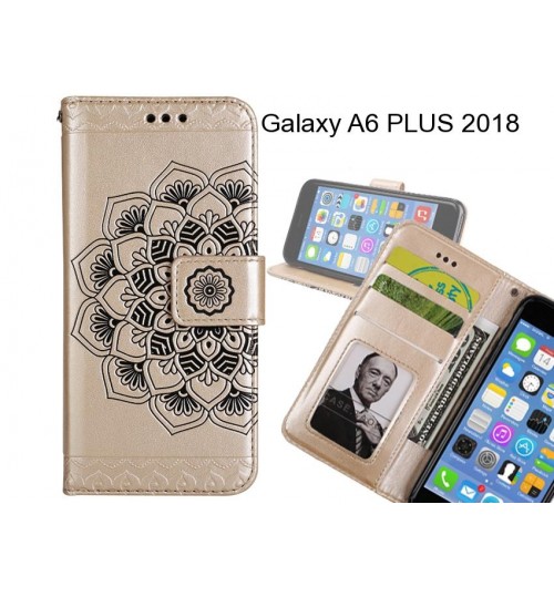 Galaxy A6 PLUS 2018 Case mandala embossed leather wallet case 3 cards lanyard