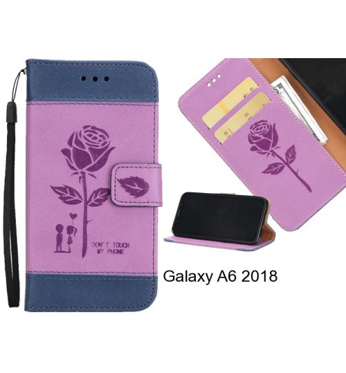 Galaxy A6 2018 case 3D Embossed Rose Floral Leather Wallet cover case