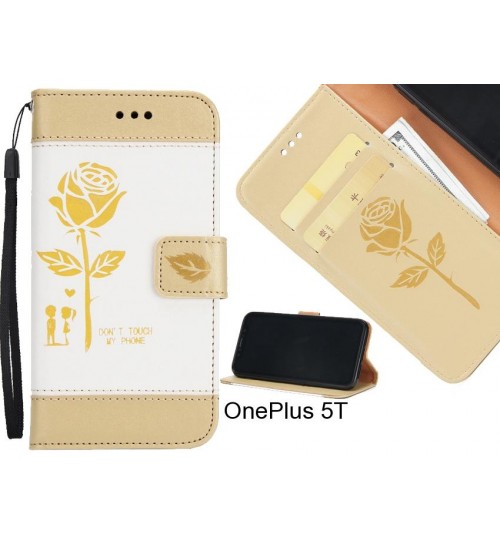OnePlus 5T case 3D Embossed Rose Floral Leather Wallet cover case