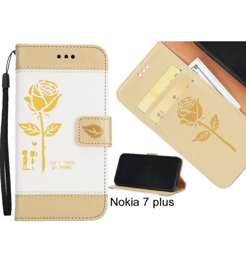 Nokia 7 plus case 3D Embossed Rose Floral Leather Wallet cover case