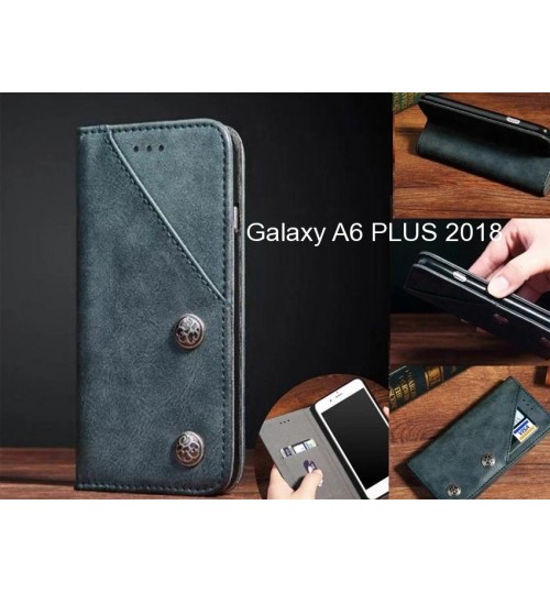 Galaxy A6 PLUS 2018 Case ultra slim retro leather wallet case 2 cards magnet