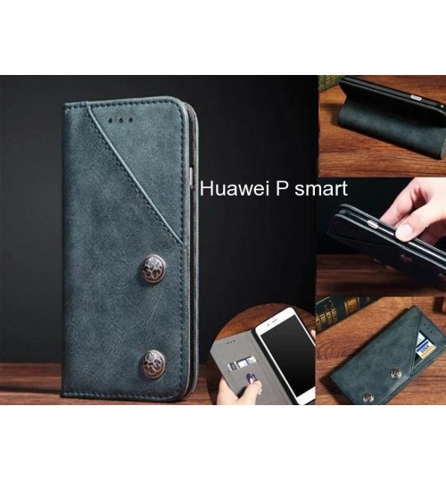 Huawei P smart Case ultra slim retro leather wallet case 2 cards magnet