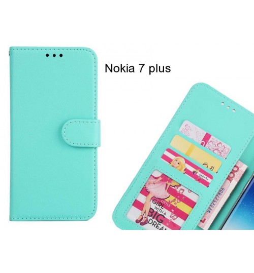 Nokia 7 Plus  Case Magnetic Flip Leather Wallet Case - Green