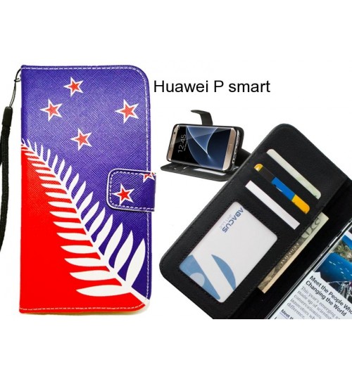 Huawei P smart case 3 card leather wallet case printed ID