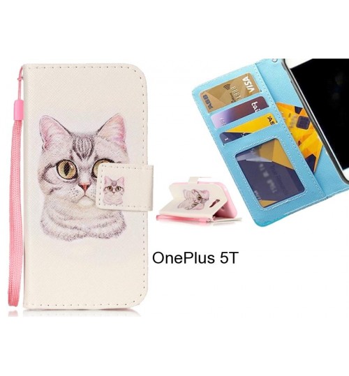 OnePlus 5T case 3 card leather wallet case printed ID