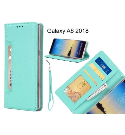 Galaxy A6 2018 Case Silk Texture Leather Wallet Case 4 Cards 1 Id Magnet - Green