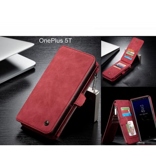 OnePlus 5T Case Retro Flannelette leather case multi cards zipper