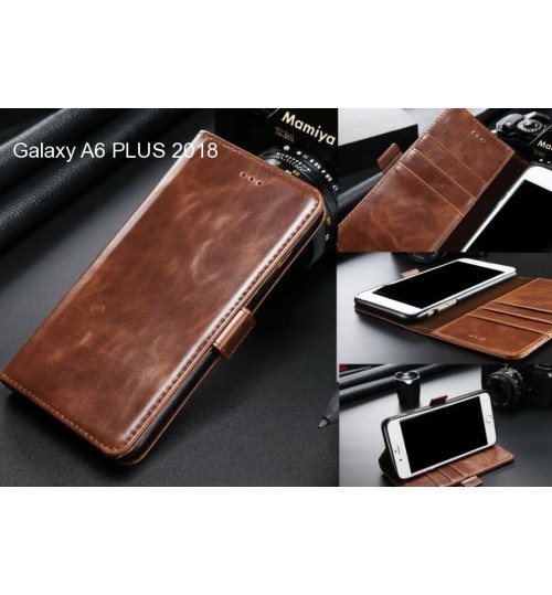 Galaxy A6 Plus 2018 Case Executive Leather Wallet Case - Brown